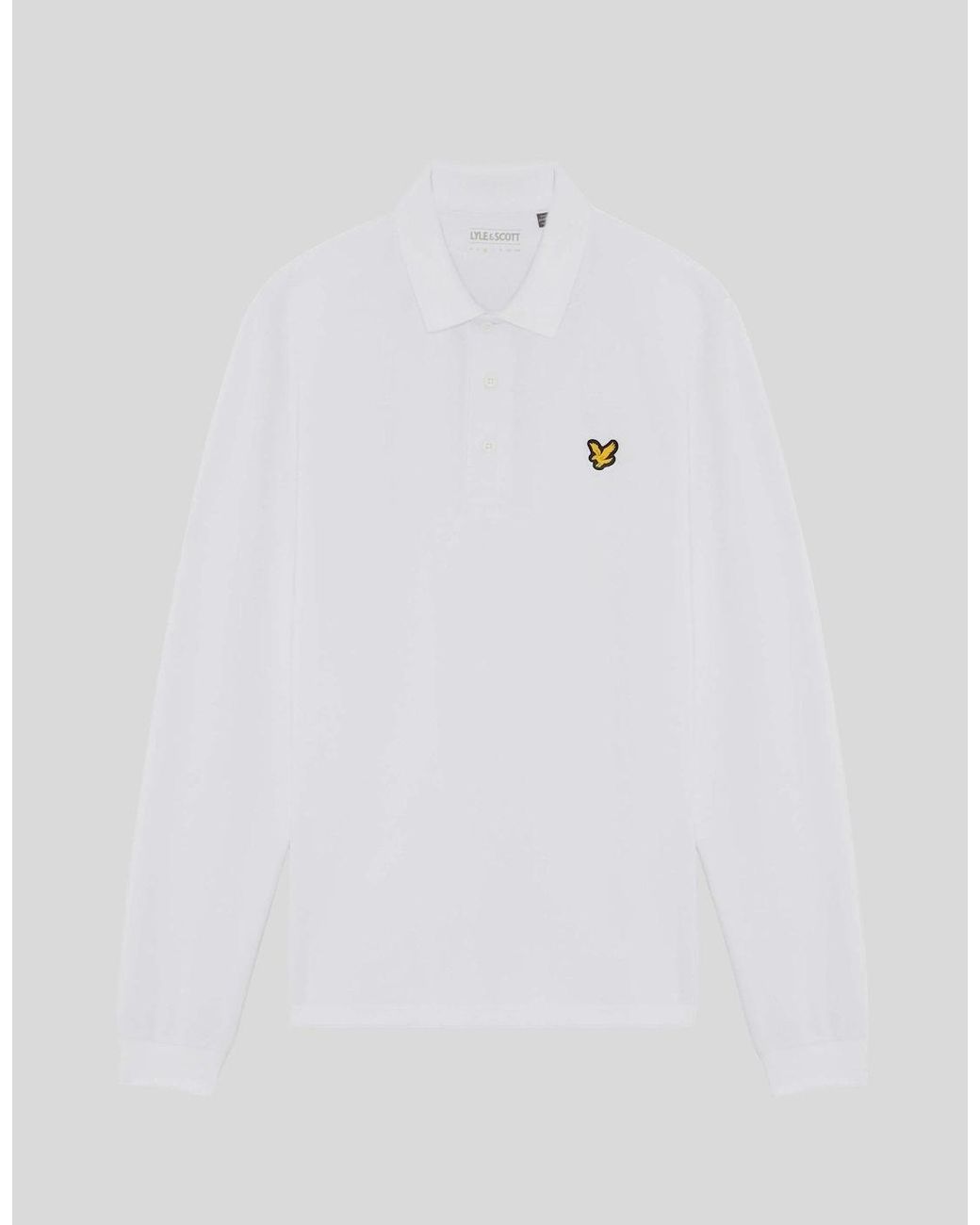 Lyle & Scott White Technical Long Sleeve Polo Shirt for men