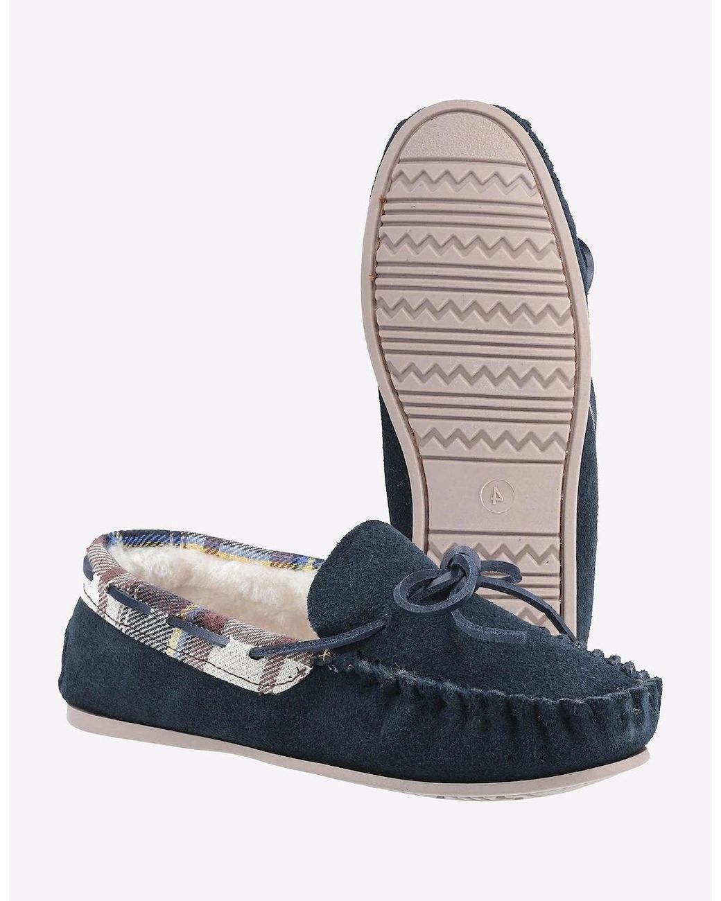 Cotswold Blue Kilkenny Slip On Moccasin Slipper