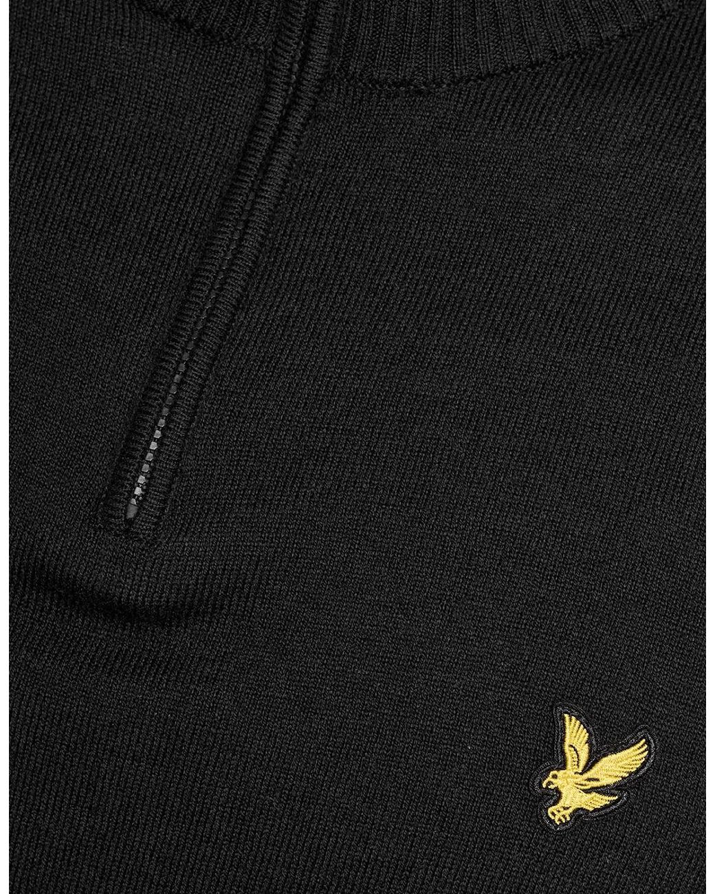 Lyle & Scott Black Cotton Blend 1/4 Zip Jumper for men