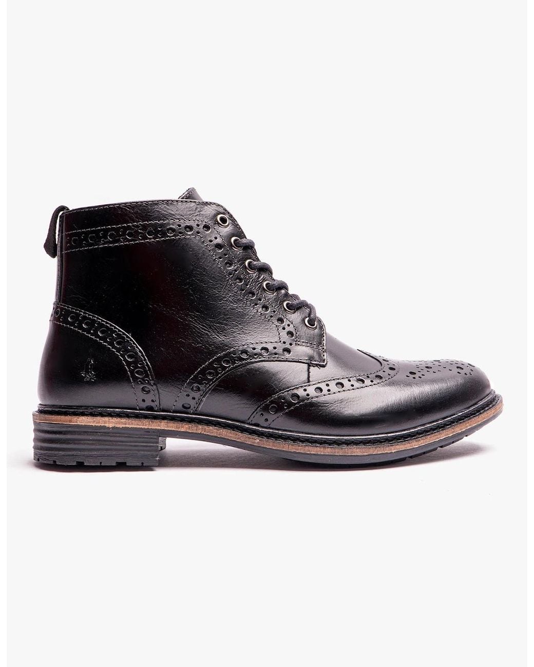 Hush Puppies Black Joshua Brogue Boots for men