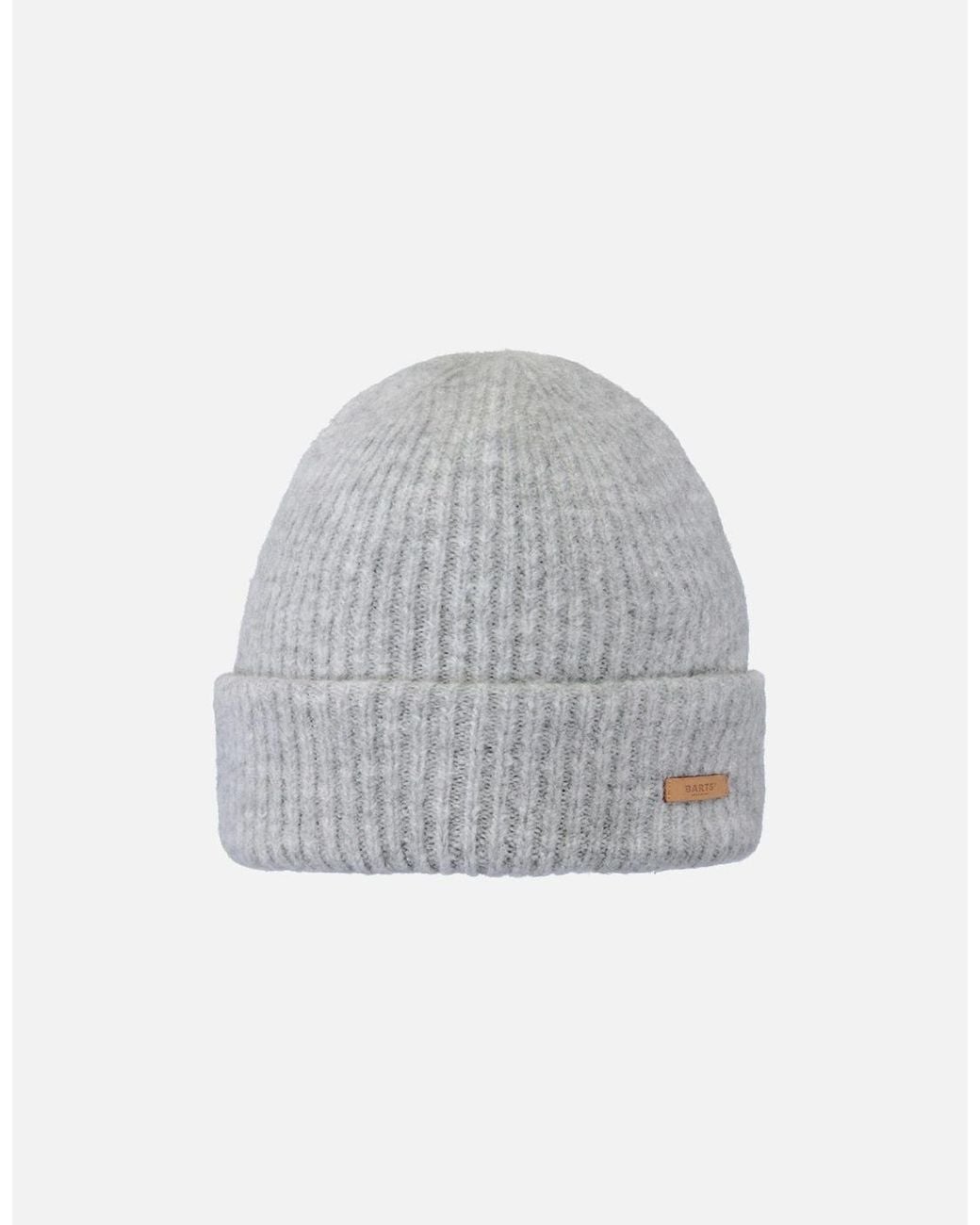 Barts Gray Witzia Stretchy Ribbed Knit Knitted Beanie Hat