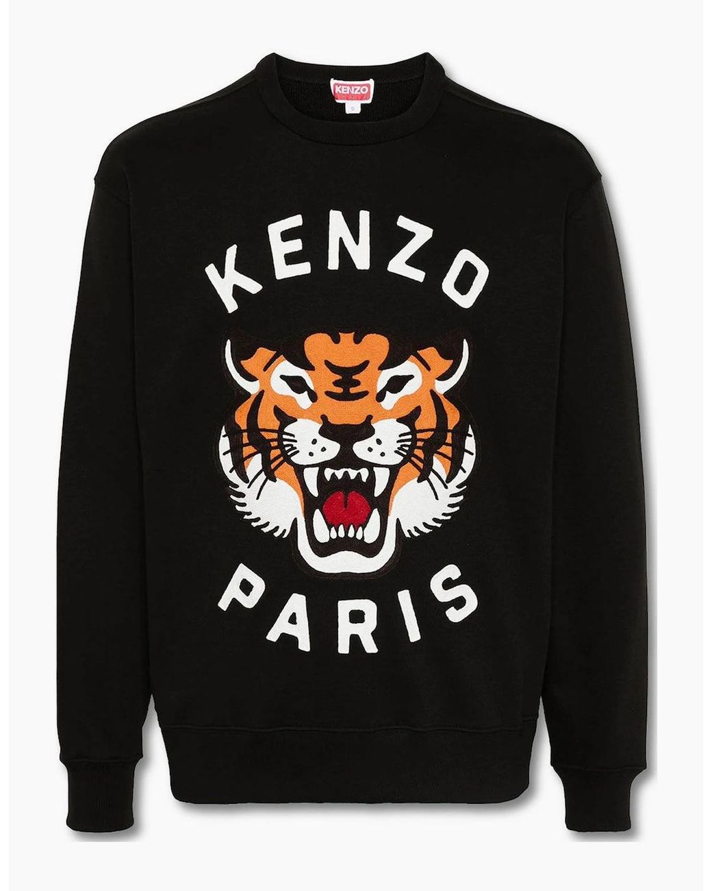 KENZO Black Lucky Tiger Relaxed Sweatshirt for men