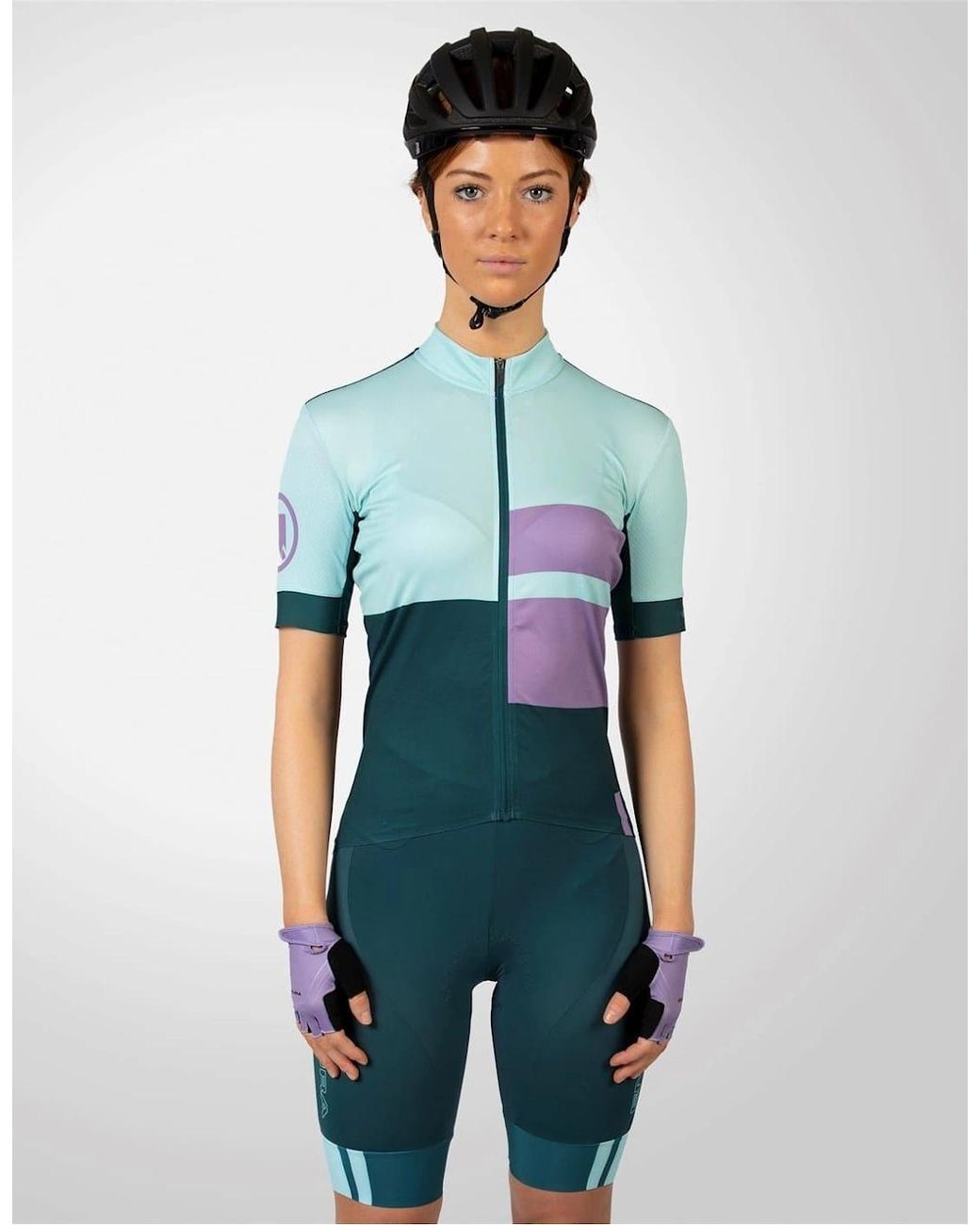 Endura Blue Mock Neck Short Sleeve Slim Fit Athletic Jersey