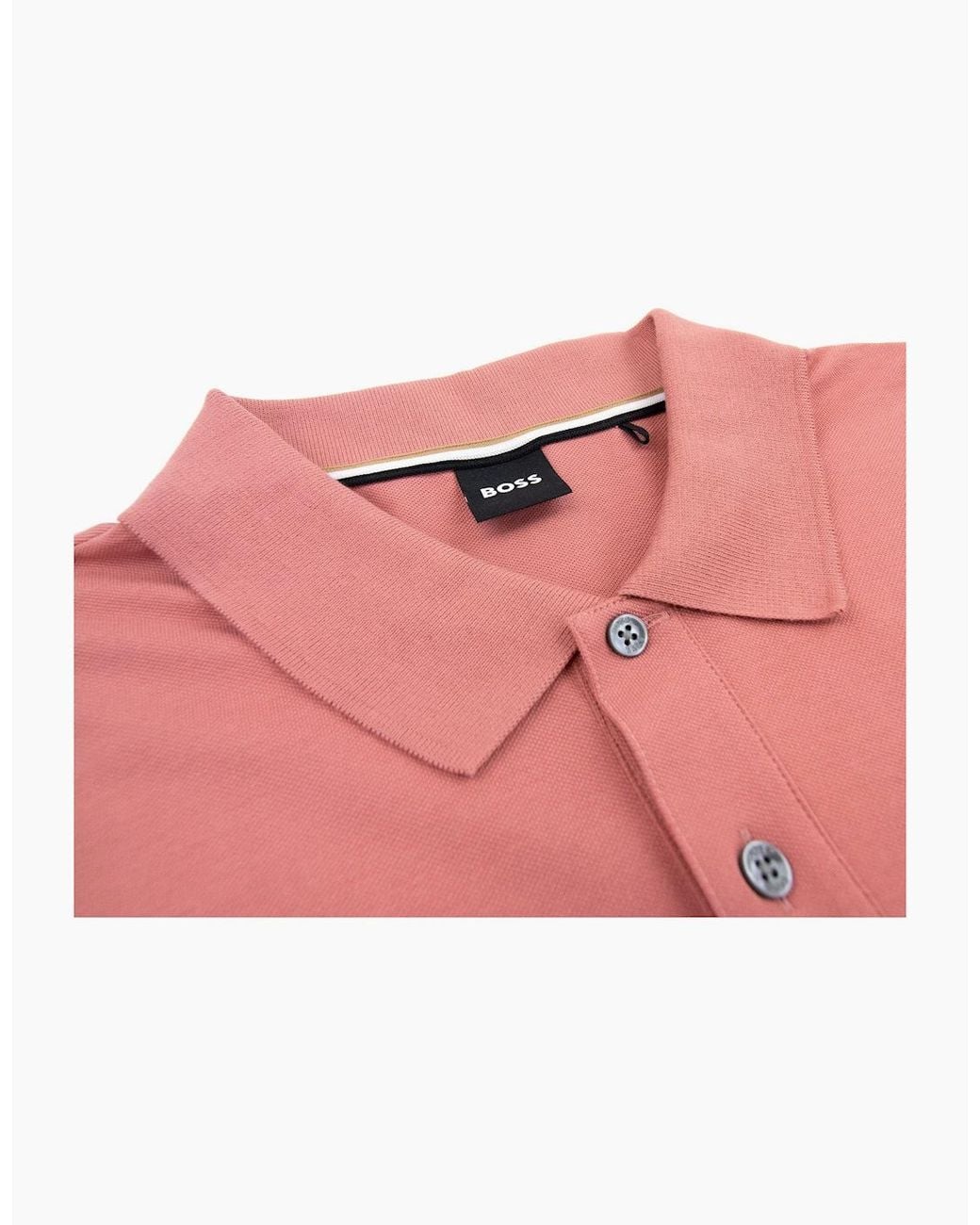 Boss Pink Pallas Embroidered Logo S/S Polo Light 692 for men