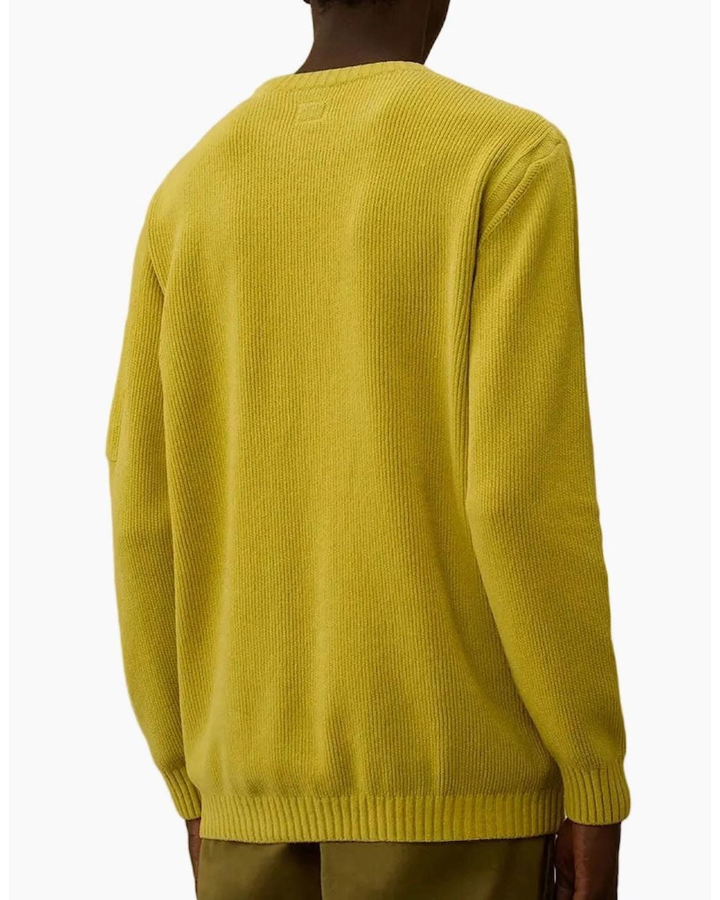 C P Company Green Chenille Crewneck Lens Knit for men