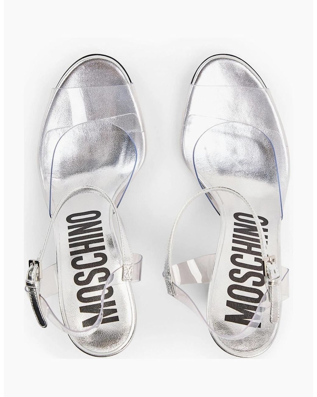 Moschino White Block Heel Court Shoes