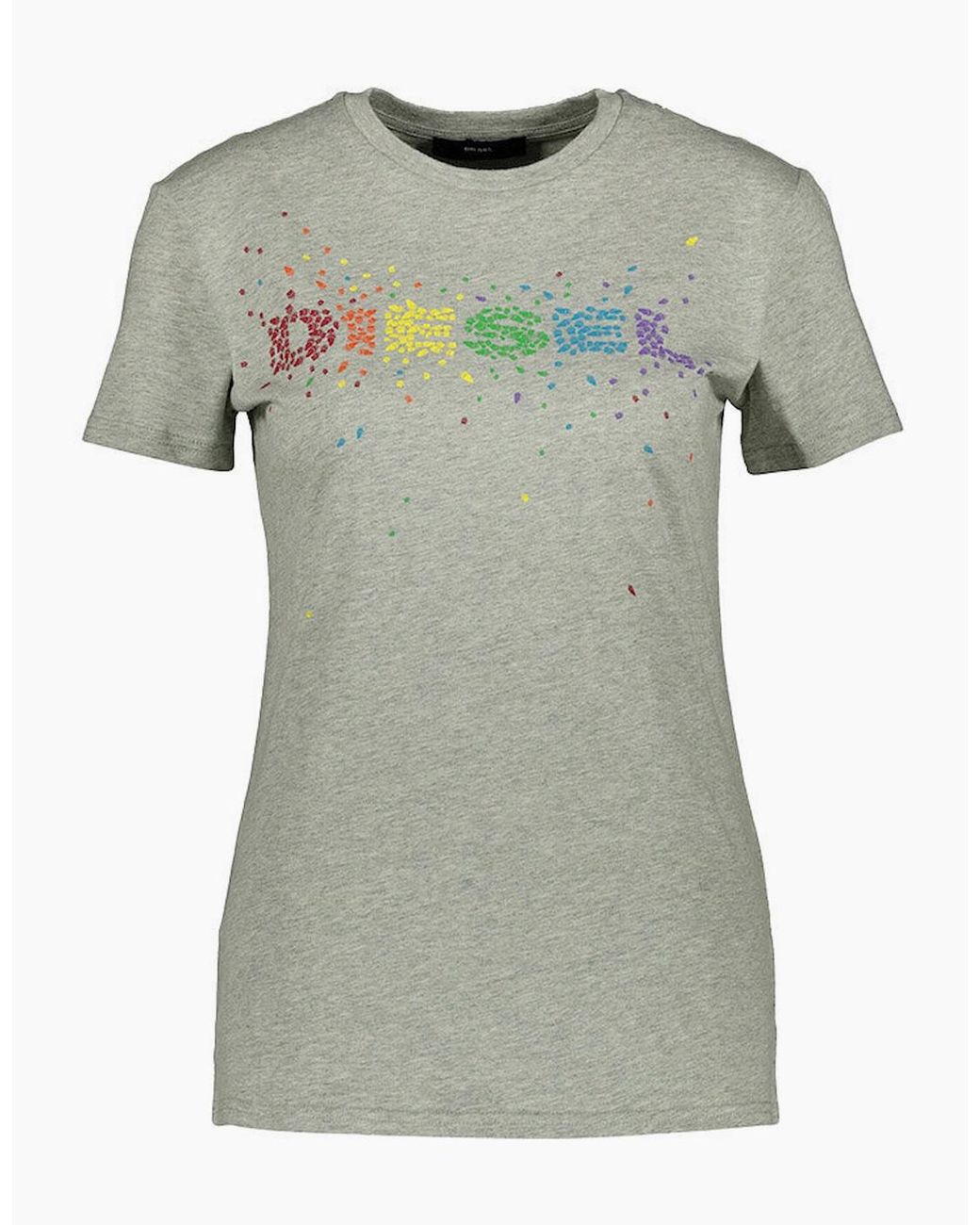 DIESEL Green T Sily T Shirts Crew Neck Short Sleeves Slim Fit Casual Tops