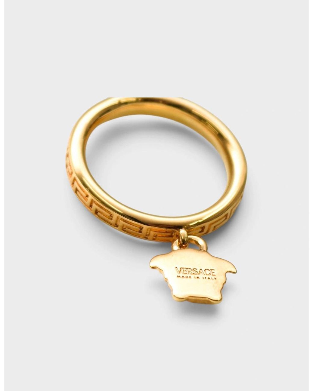 Versace Metallic Medusa Head Greca Ring