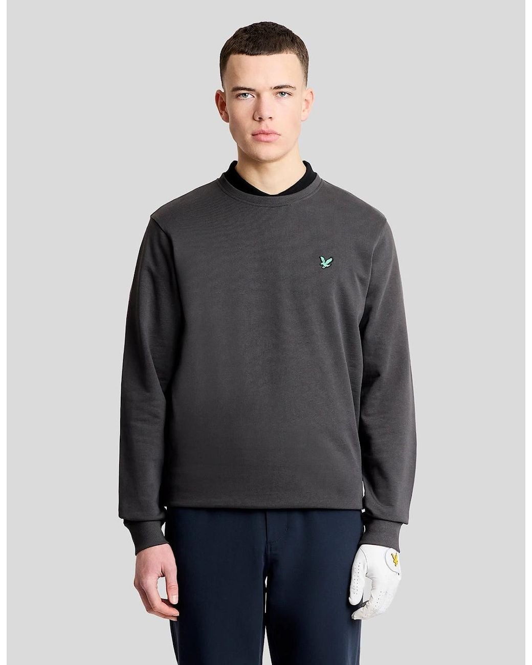 Lyle & Scott Gray Eagle Cotton Crew Neck Sweatshirt for men