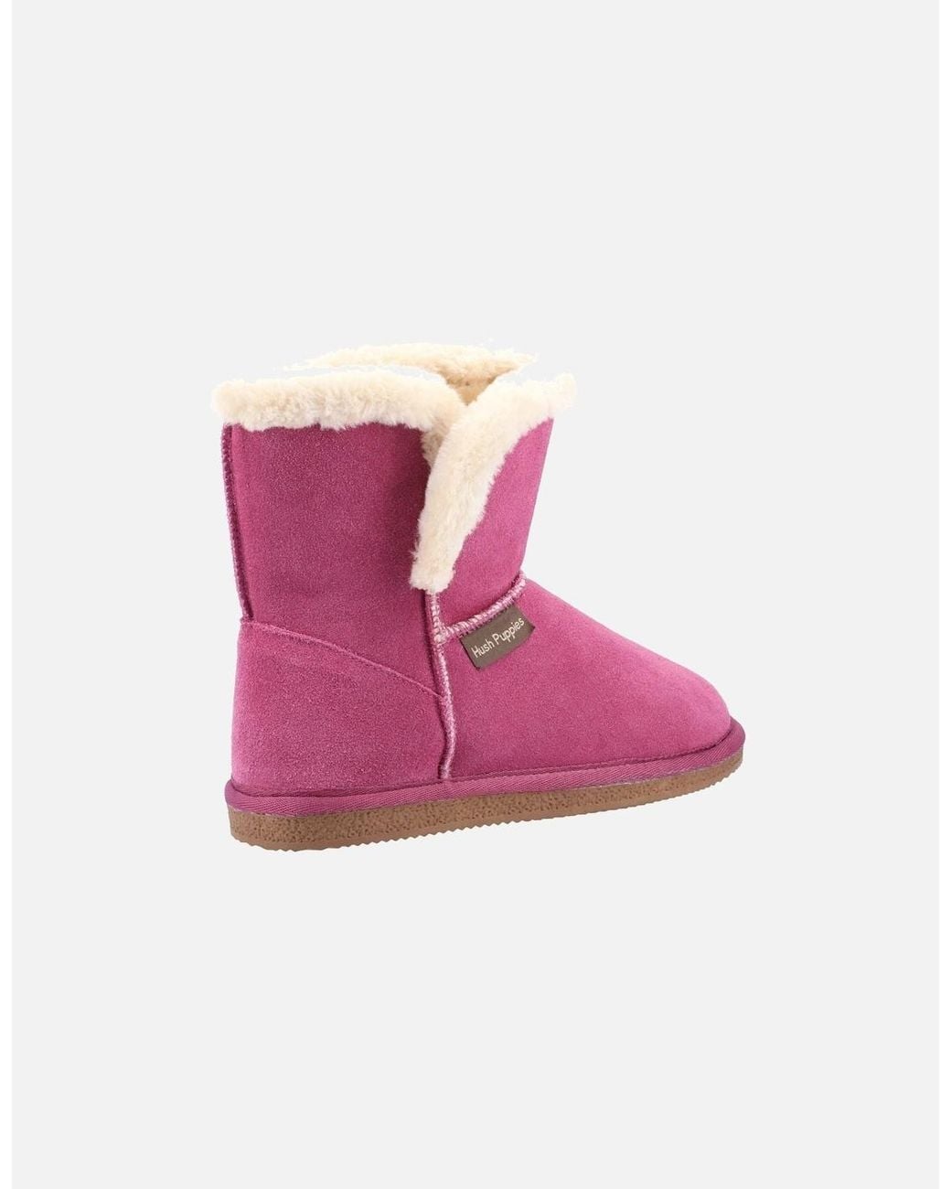 Hush Puppies Pink Ashleigh Suede And Faux Fur Rose Slippers