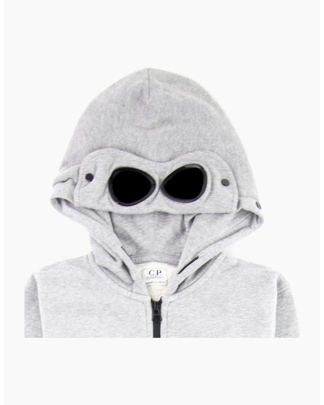 C P Company White Undersixteen Basic Fleece Goggle Hooded Sweatshirt M93