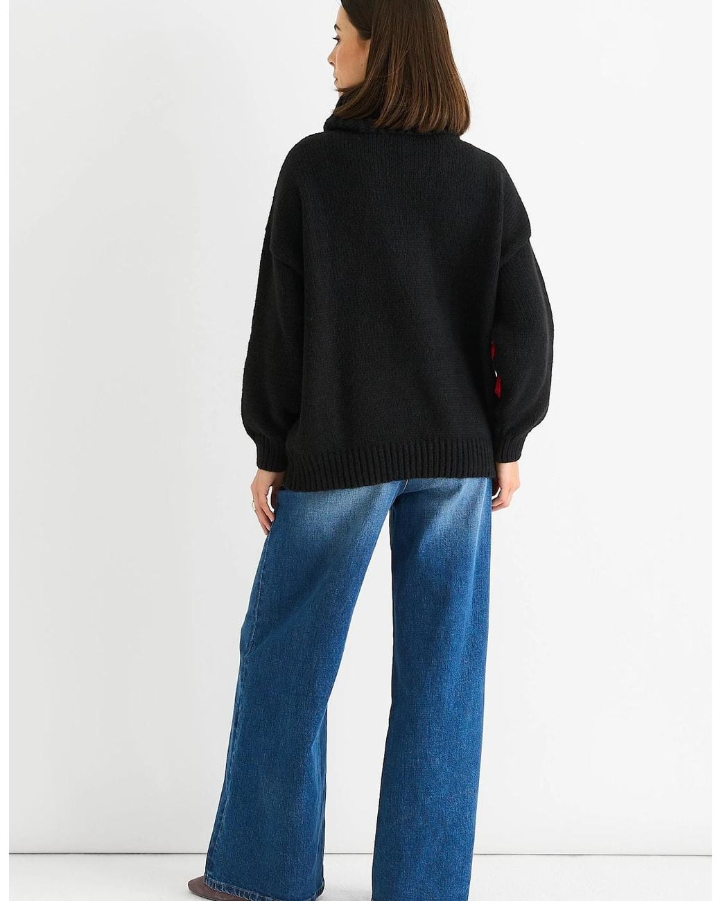 Gini London Blue Floral Design High Neck Jumper