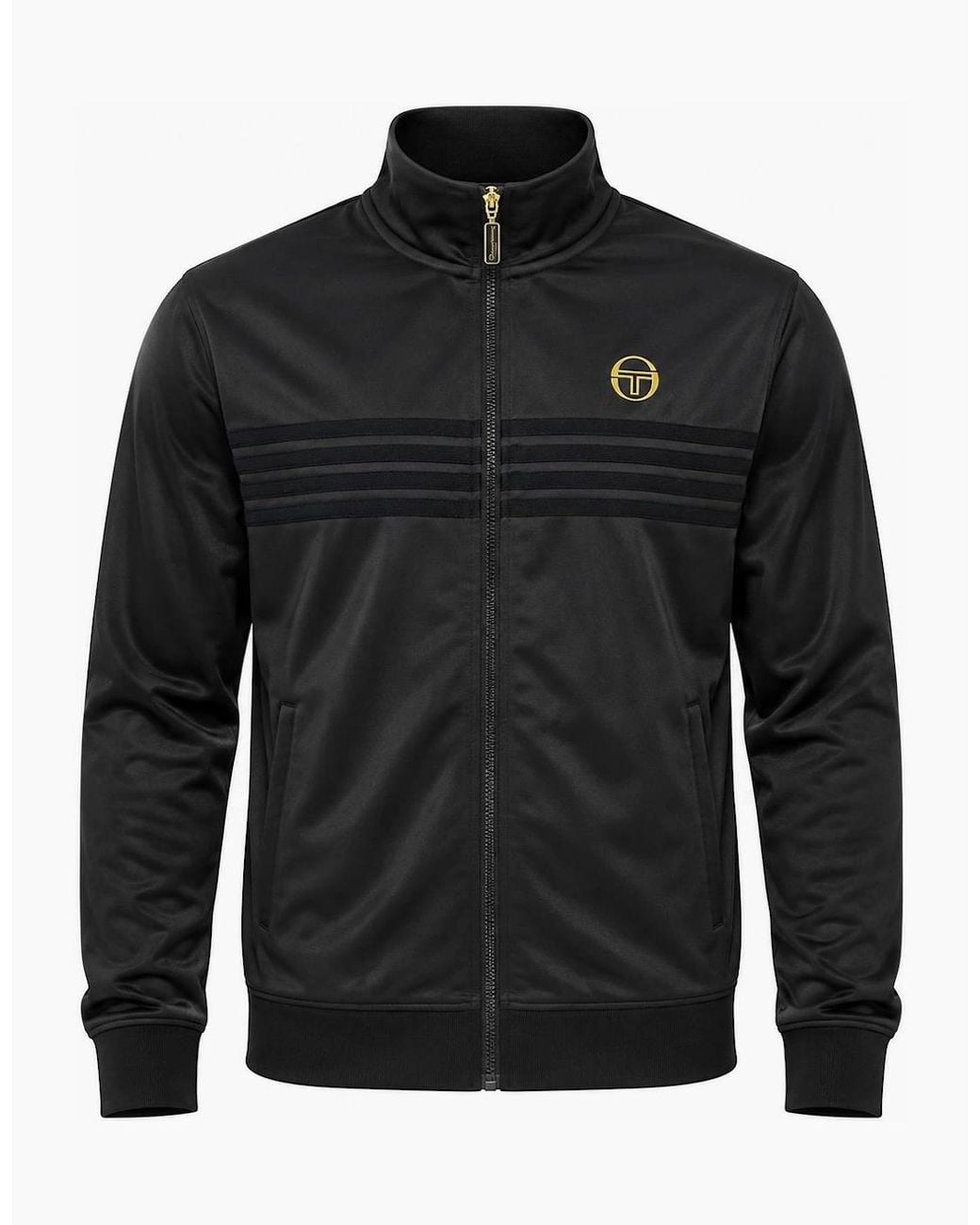 Sergio Tacchini Black Varena Track Top Jacket/ Lurex for men