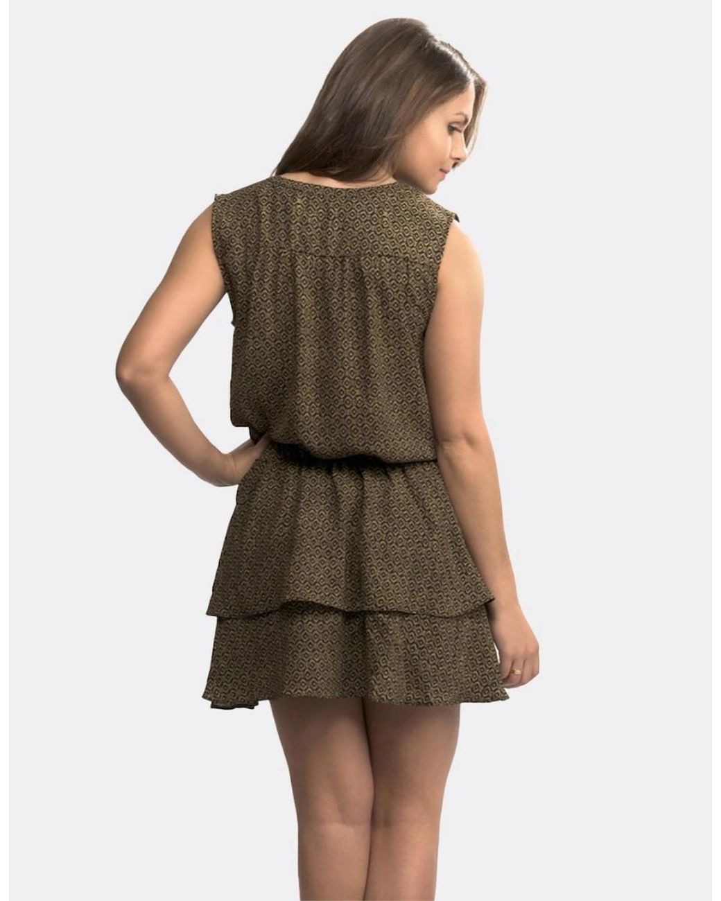 Maison Scotch Brown Silky Feel Sleeveless Printed Summer Dress