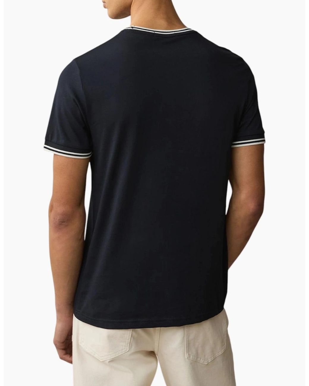 Fred Perry Blue Twin Tipped T Shirt Crew Neck Short Sleeve Summer Tee for men