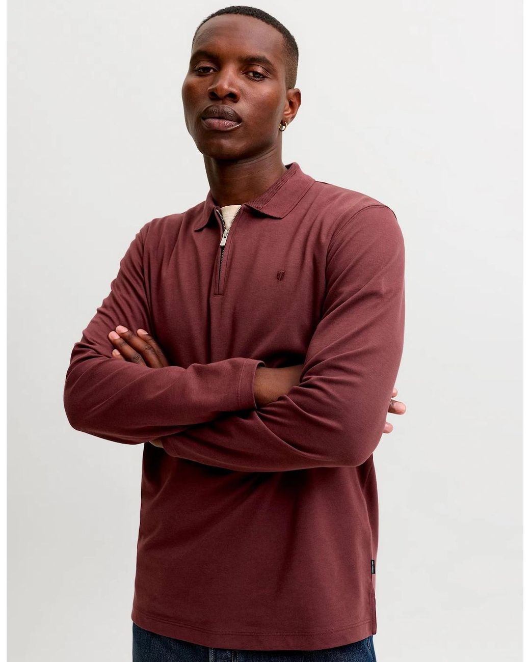 Jack & Jones Red Jprblaethan Polo Long Sleeve Bitter Chocolate for men