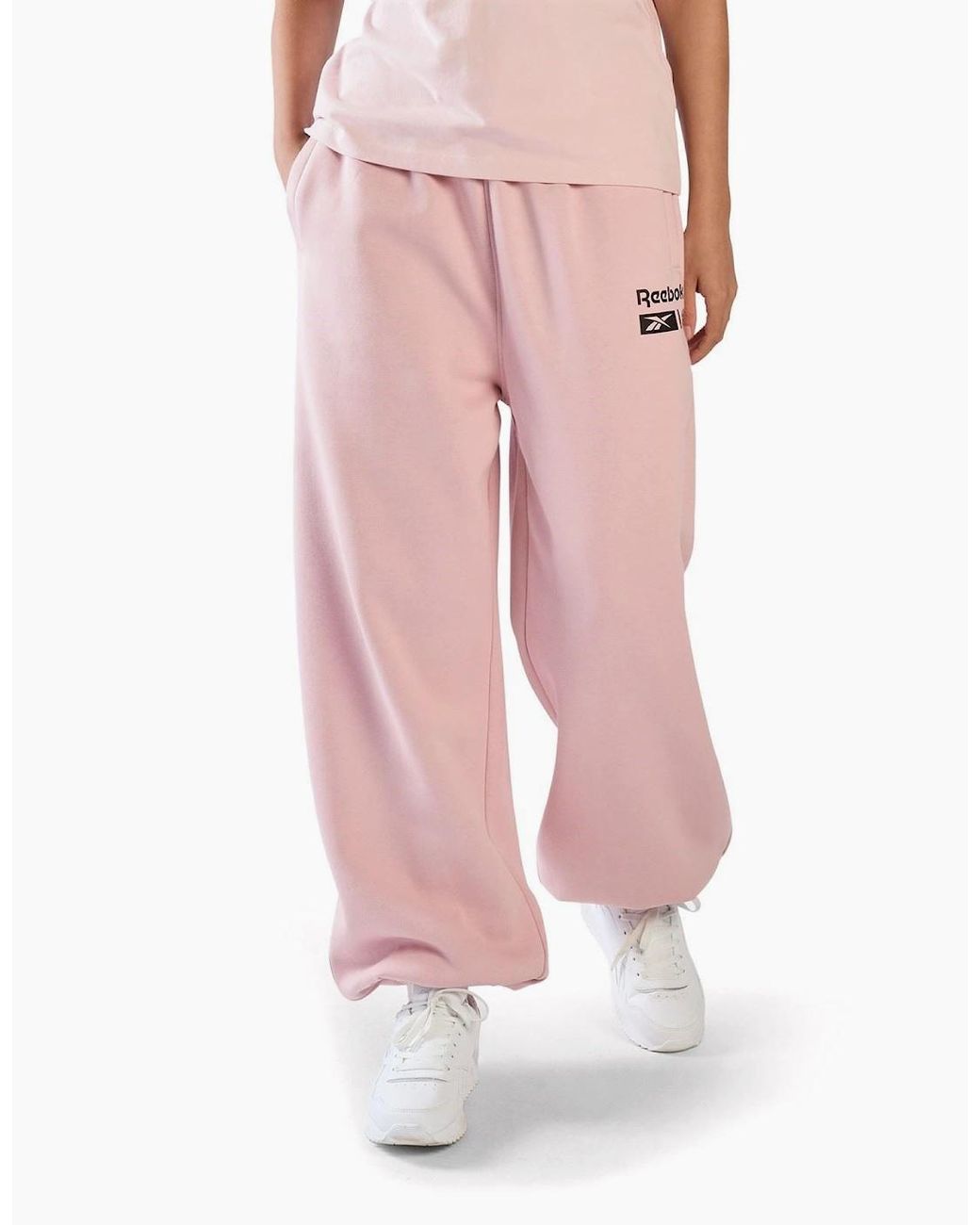Reebok Pink Relaxed Fleece Joggers Cotton Joggers