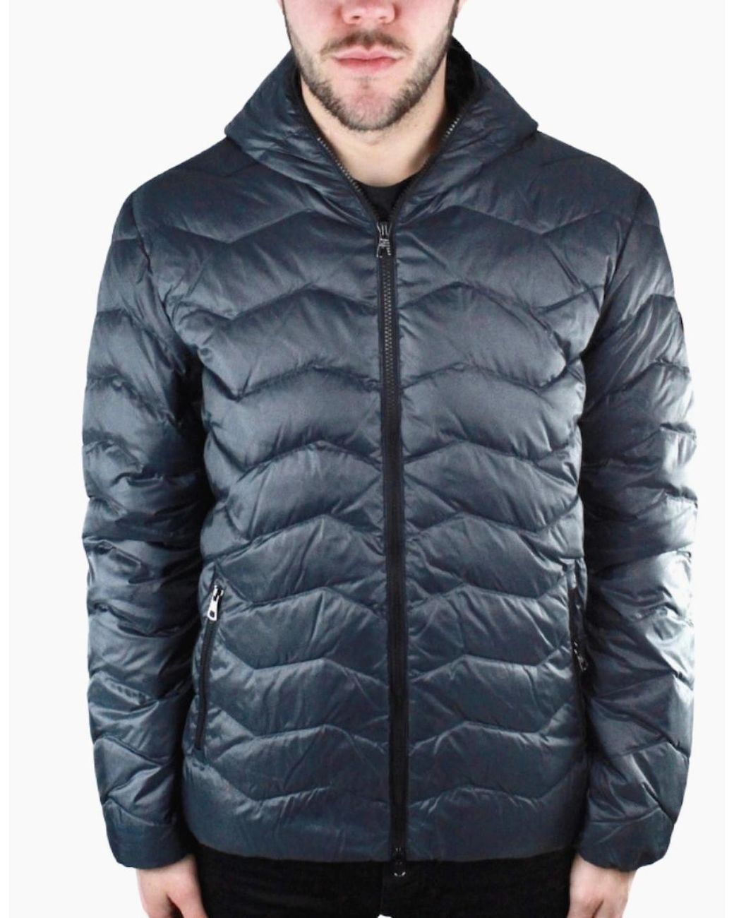 EA7 Blue Dark Full Zip Closure Jacket for men
