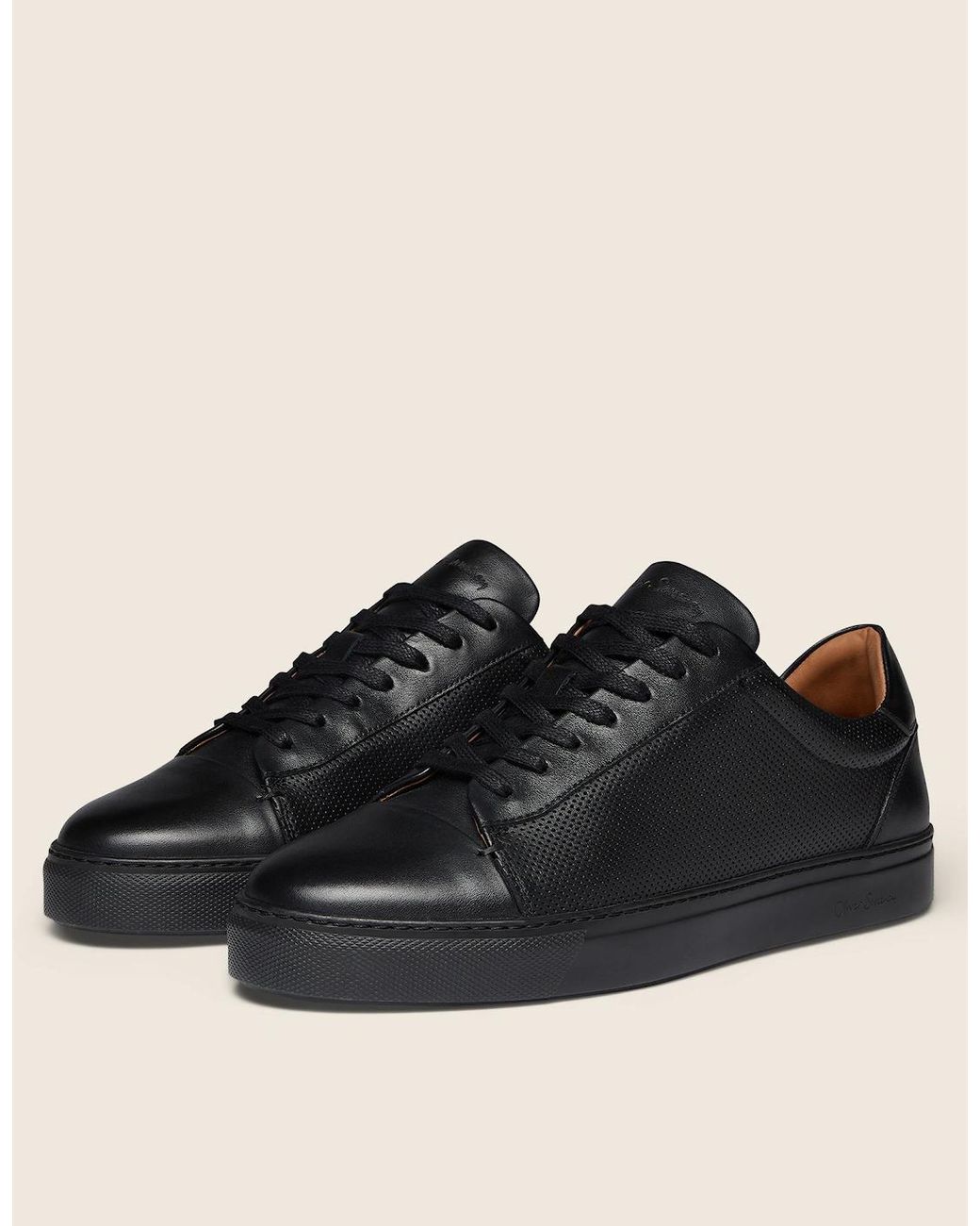 Oliver Sweeney Black Almada Perforated Leather Trainers