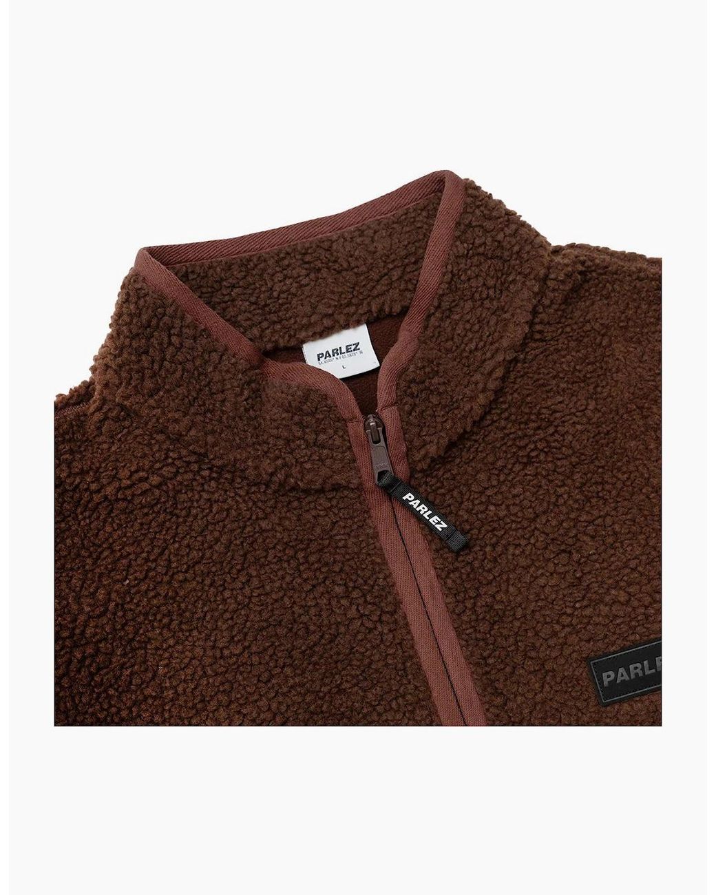 Parlez Brown Amity Zip Thru Coffee Fleece for men