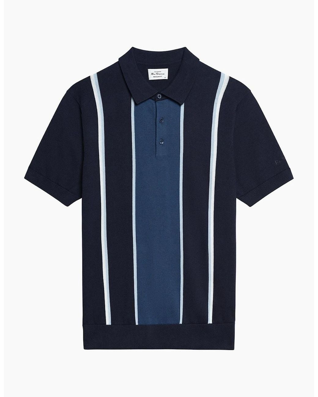 Ben Sherman Blue Mod Stripe Short Sleeve Polo Shirt for men