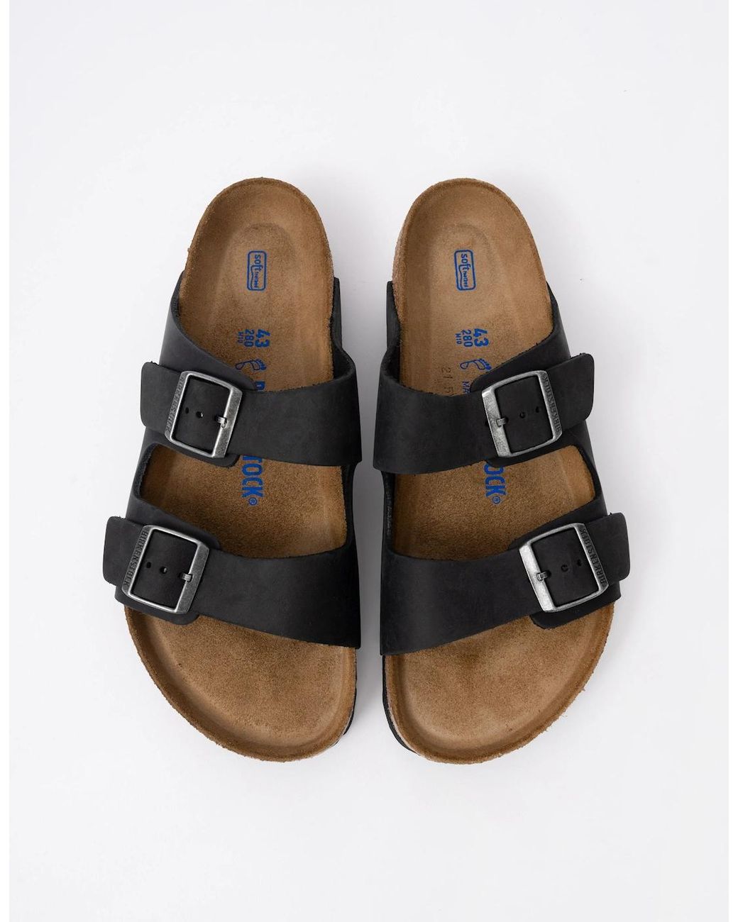 Birkenstock Arizona Black Soft Footbed Oiled Leather Sandals for men