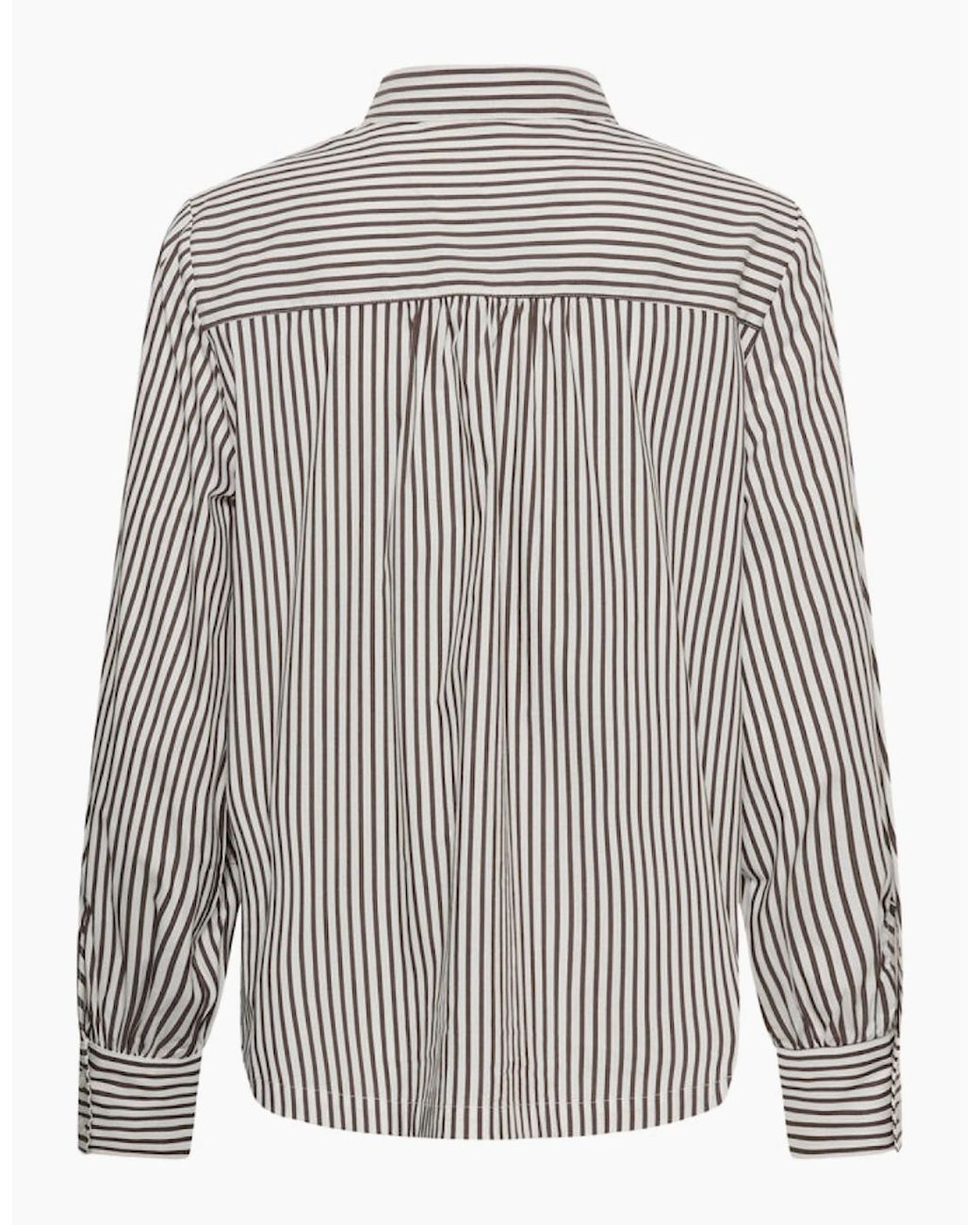 Cream Gray Mira Striped Shirt