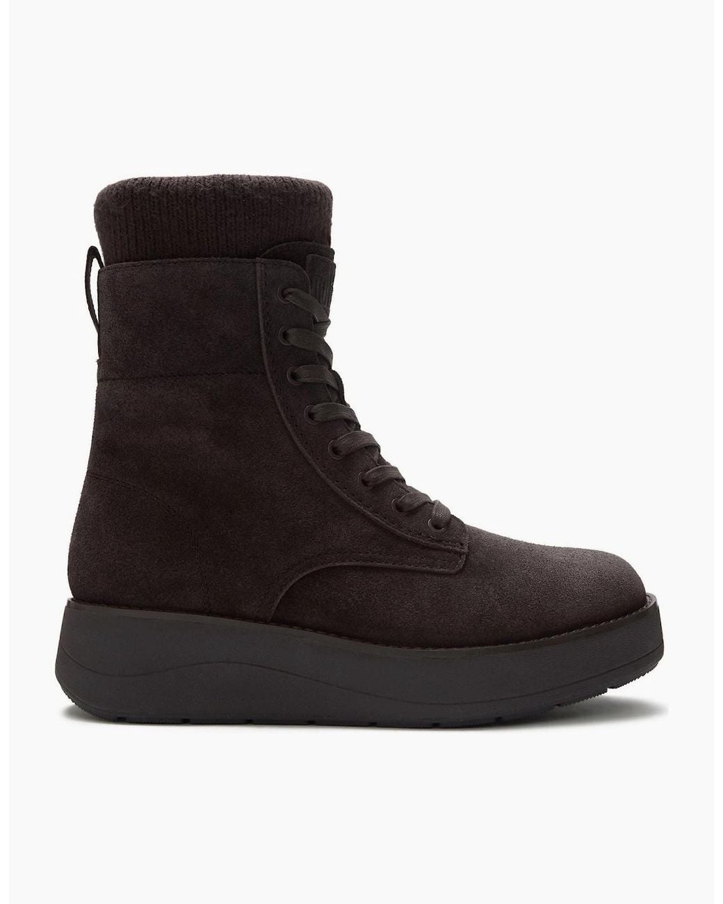 Fitflop Black Gen-Ff Roam Knit Suede Chocolate Boots