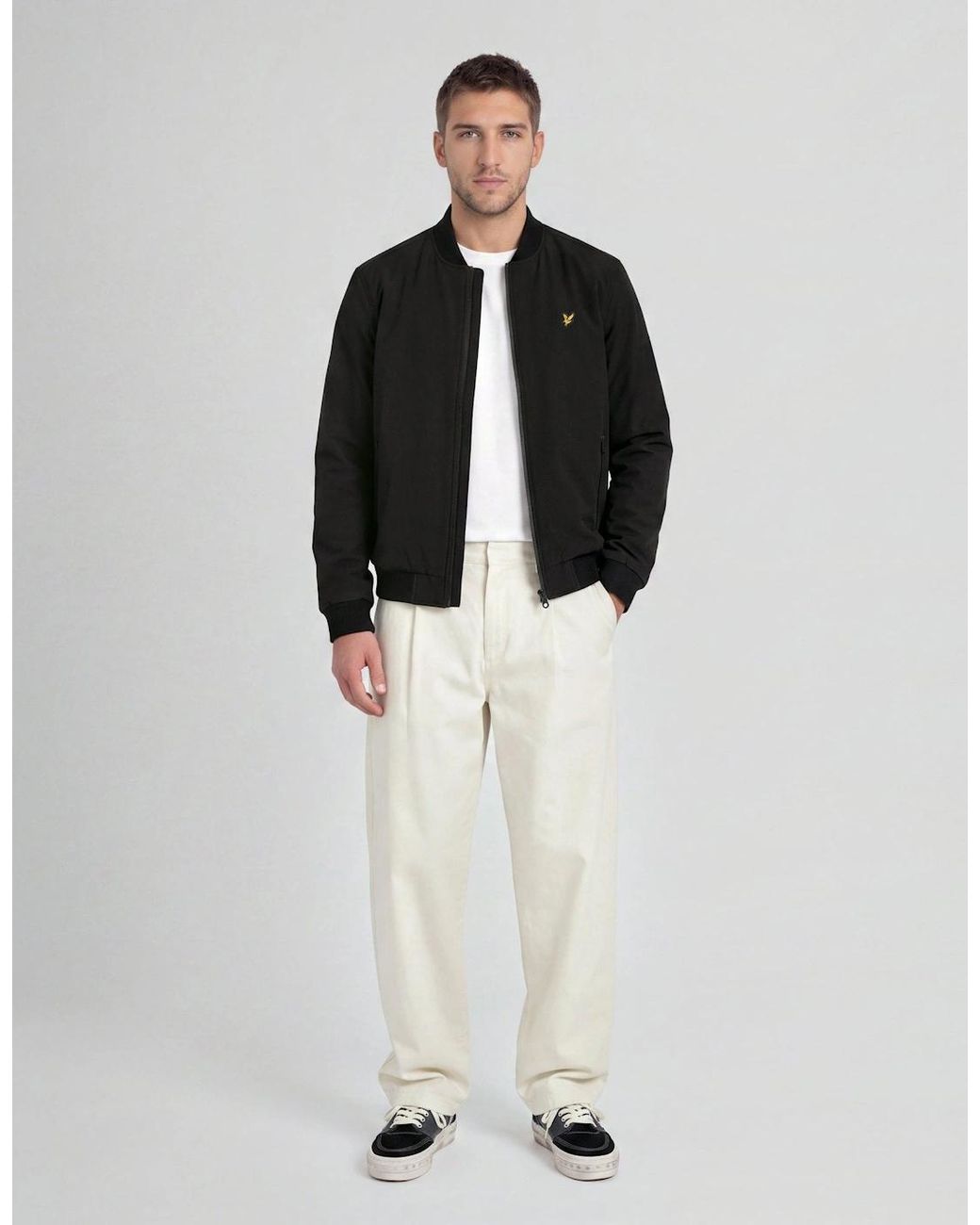 Lyle & Scott Black Nylon Padded Bomber Jacket for men