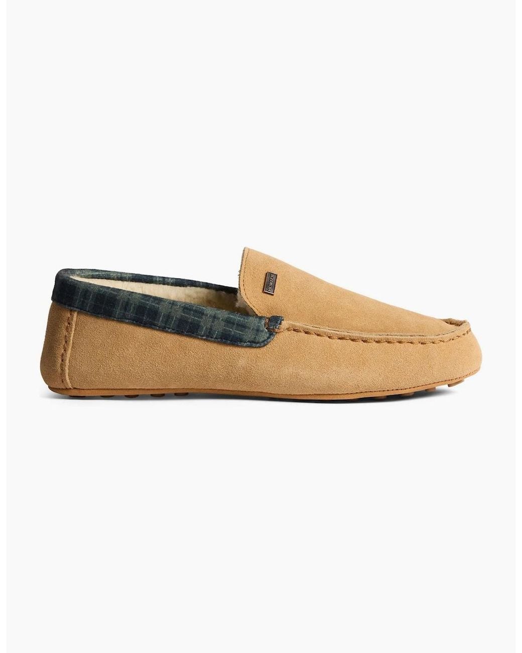 Hunter Moccassin Suede Natural Slippers for men