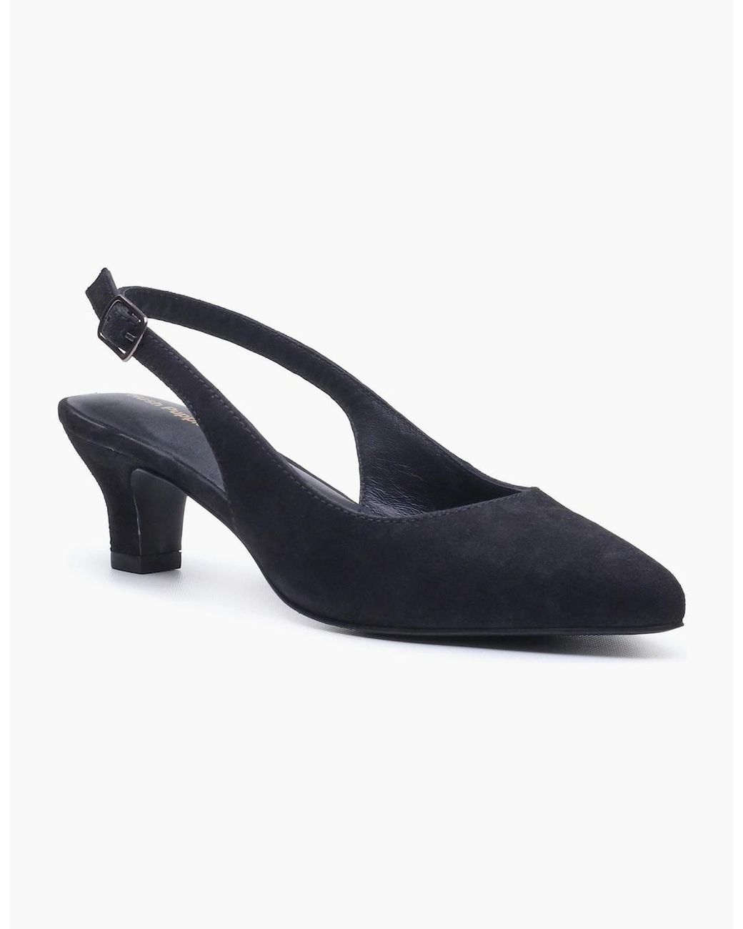 Hush Puppies Blue Nahla Buckle Kitten Heel Pointy Slingback Shoes