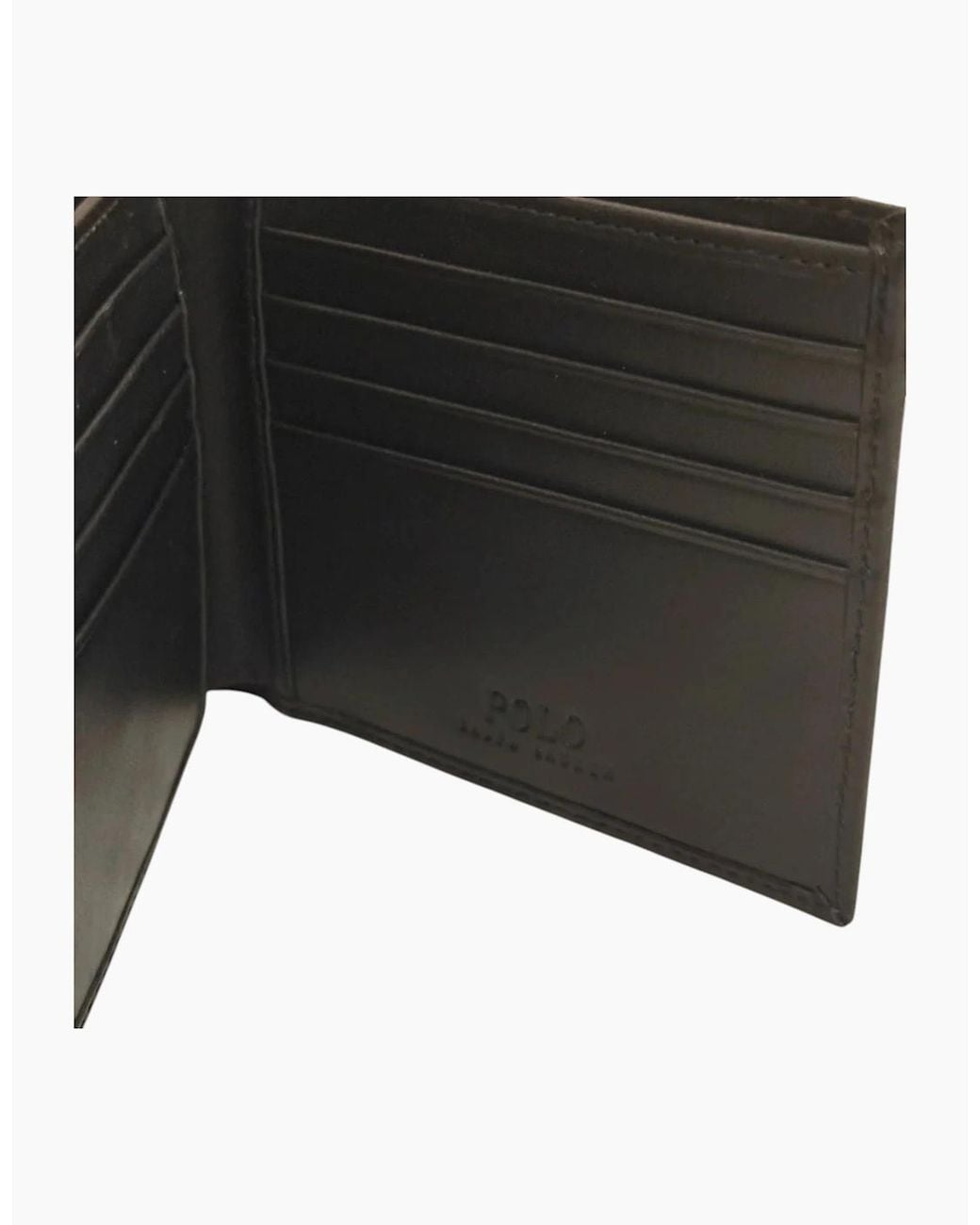 Polo Ralph Lauren Black Ralph Lauren Genuine Leather Wallet Multi Embossed Bifold Credit Card Holder for men