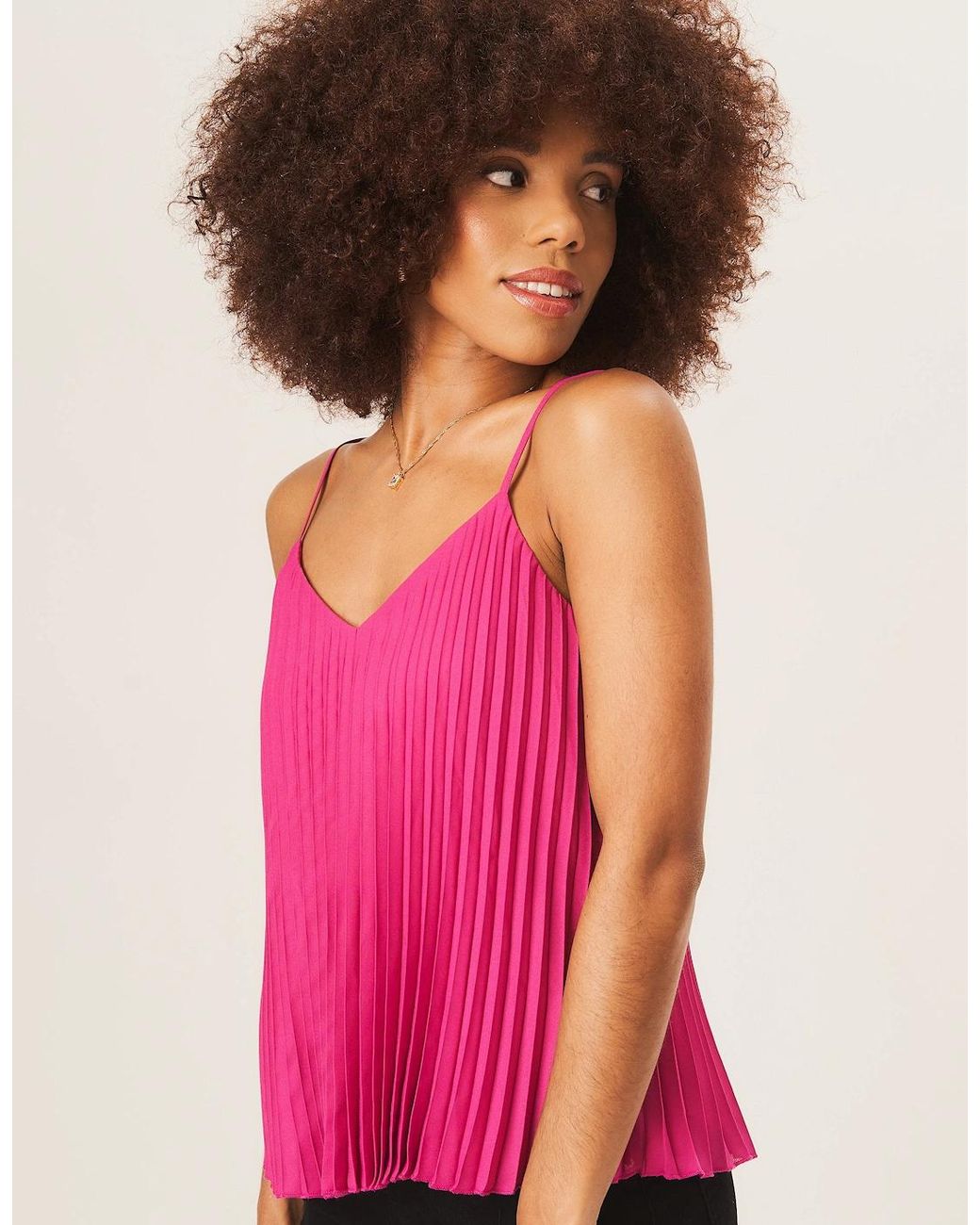 Gini London Pink Strappy Pleated Cami Top