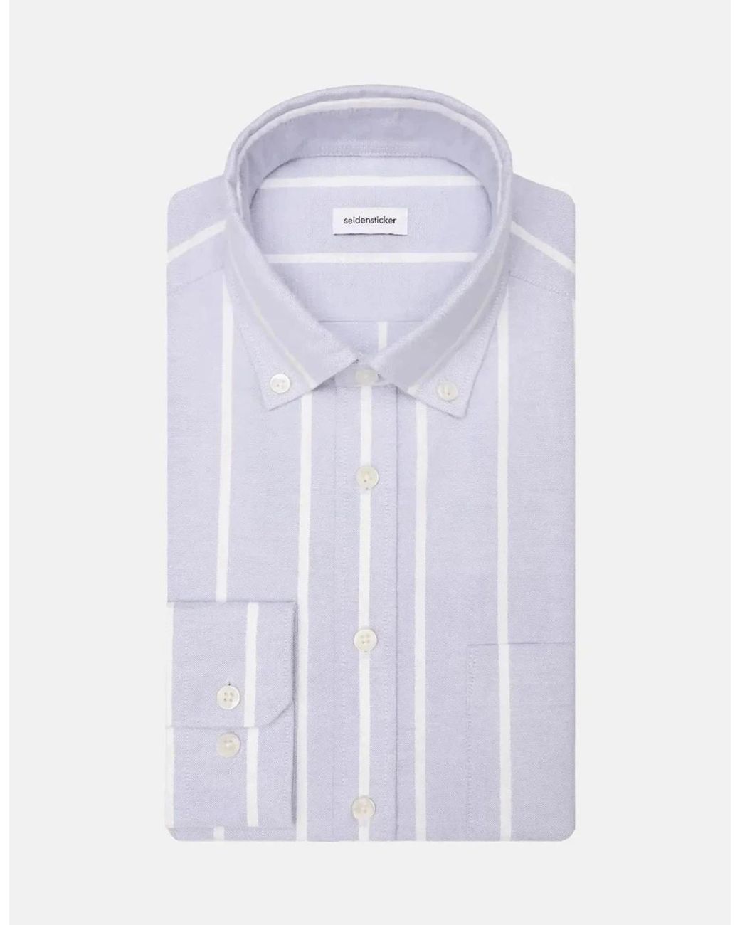 Seidensticker White Regular Fit Button Down Striped Oxford Shirt Light for men