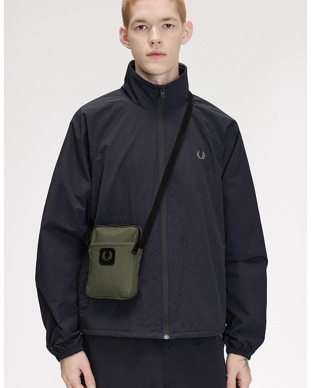 Fred Perry Blue Crinkle Nylon Small Side Bag