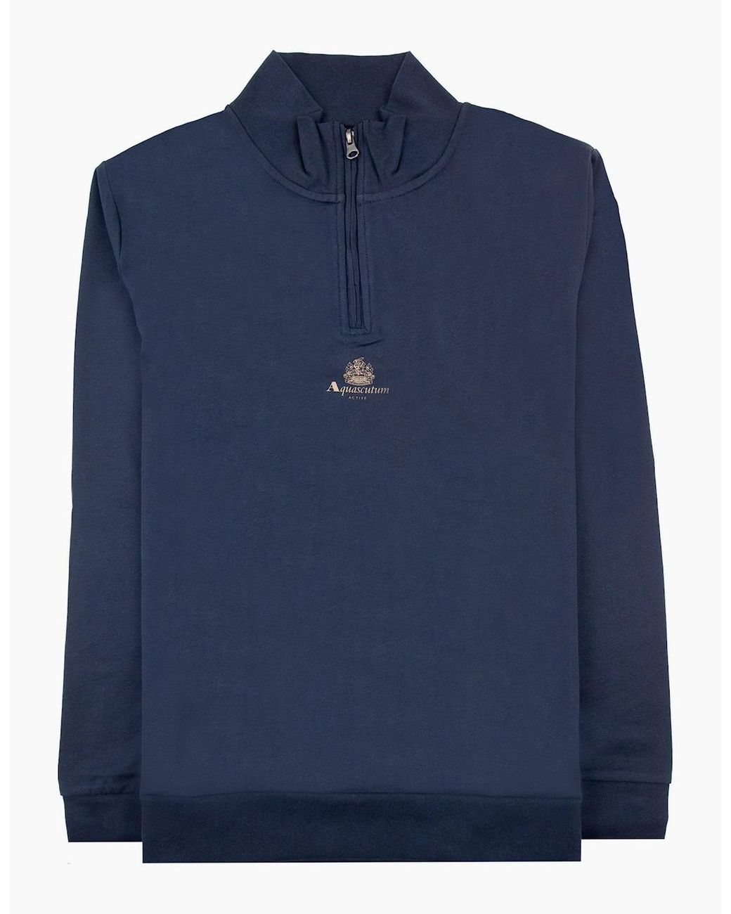 Aquascutum Blue Small Logo Quarter Zip 11 for men