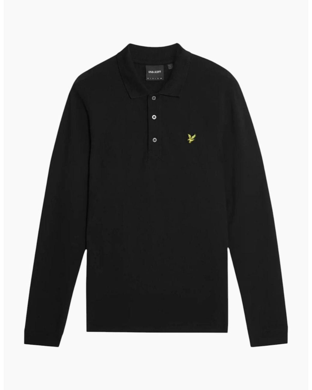 Lyle & Scott Black Polo Shirt Lp400Vog Long Sleeve Summer Casual Cotton Tee for men
