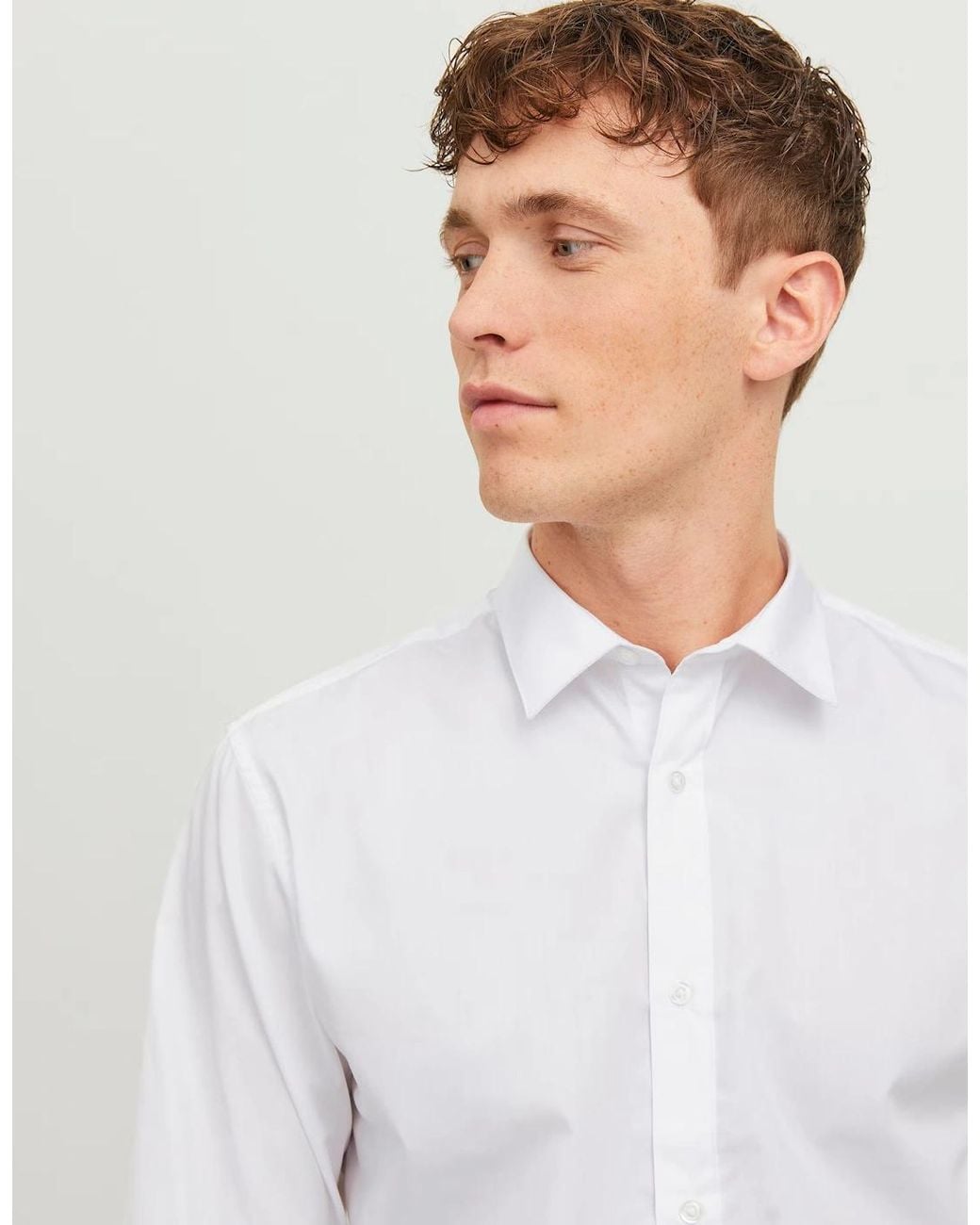 Jack & Jones White Jje Joe Slim Fit Long Sleeve Shirt for men