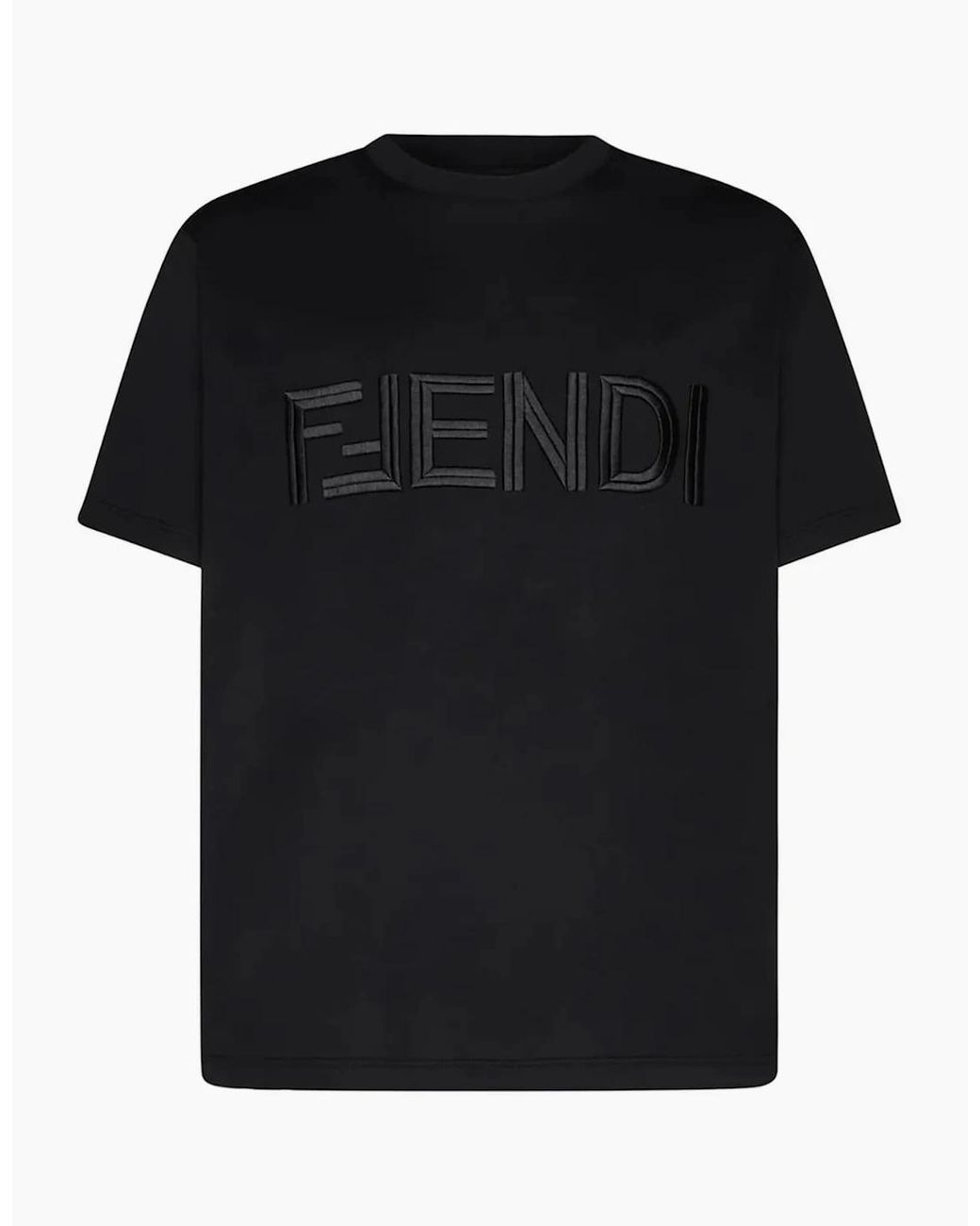 Fendi Black Embroidered Ff Logo T-Shirt for men