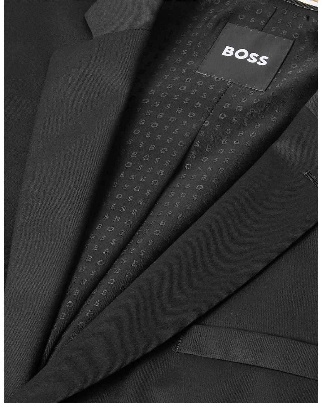 Boss Black Reymond Solid Patterned Flap Pocket Suit Jacket for men