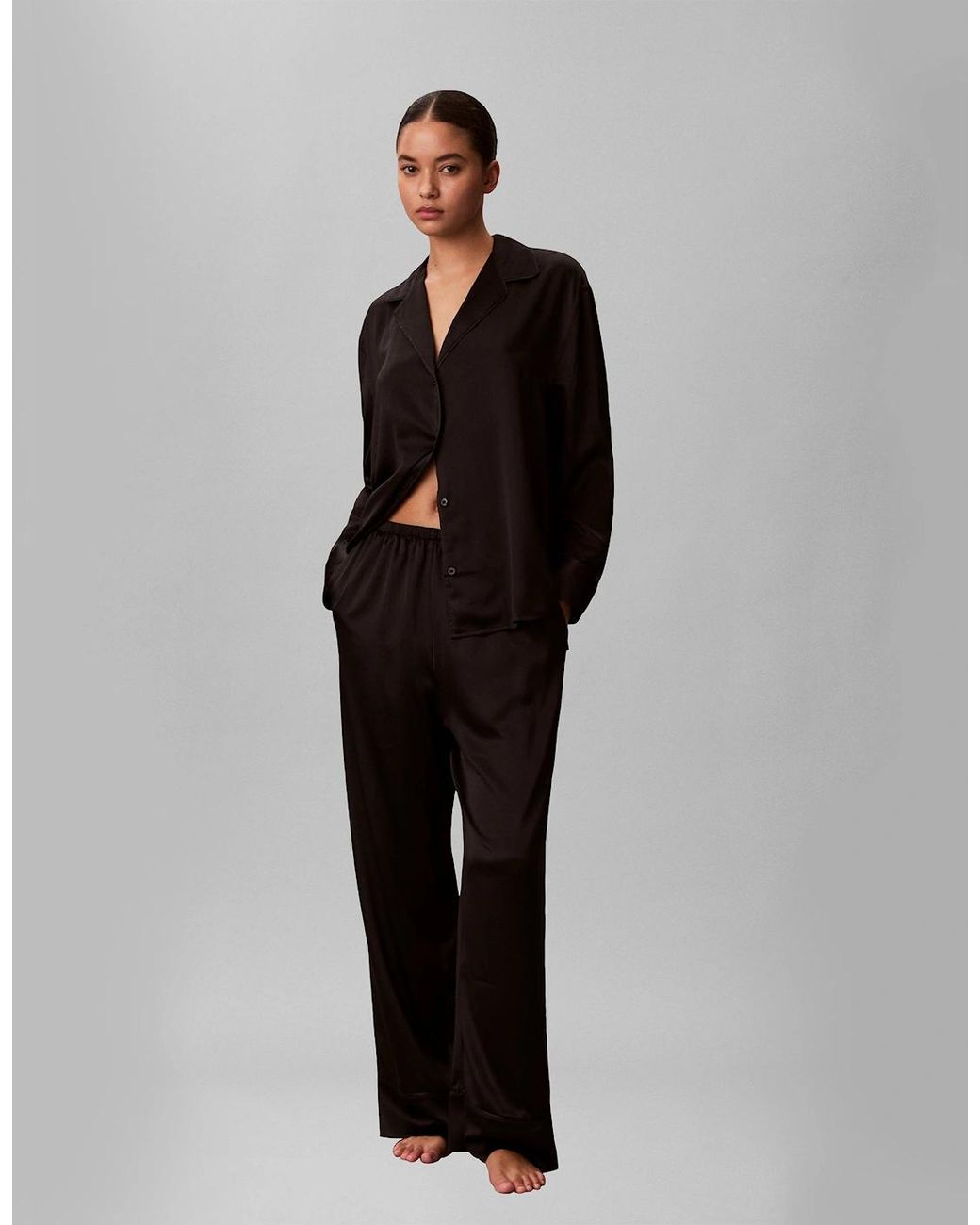 Calvin Klein Black Satin Set Pyjama Set