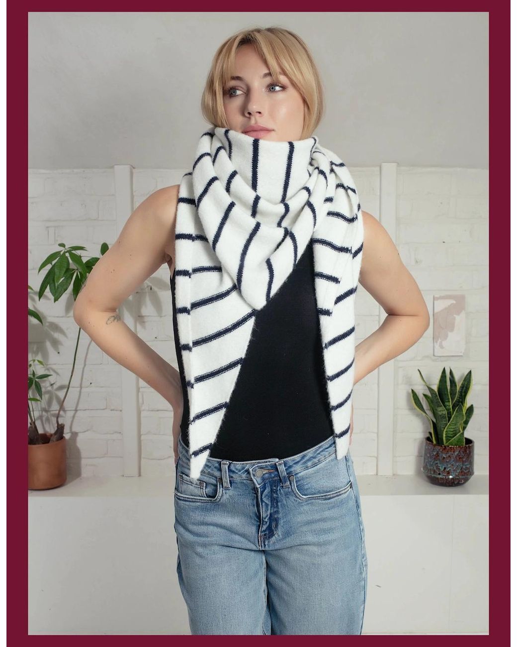 Nooki Design Multicolor Edwina Knitted Triangle Scarf