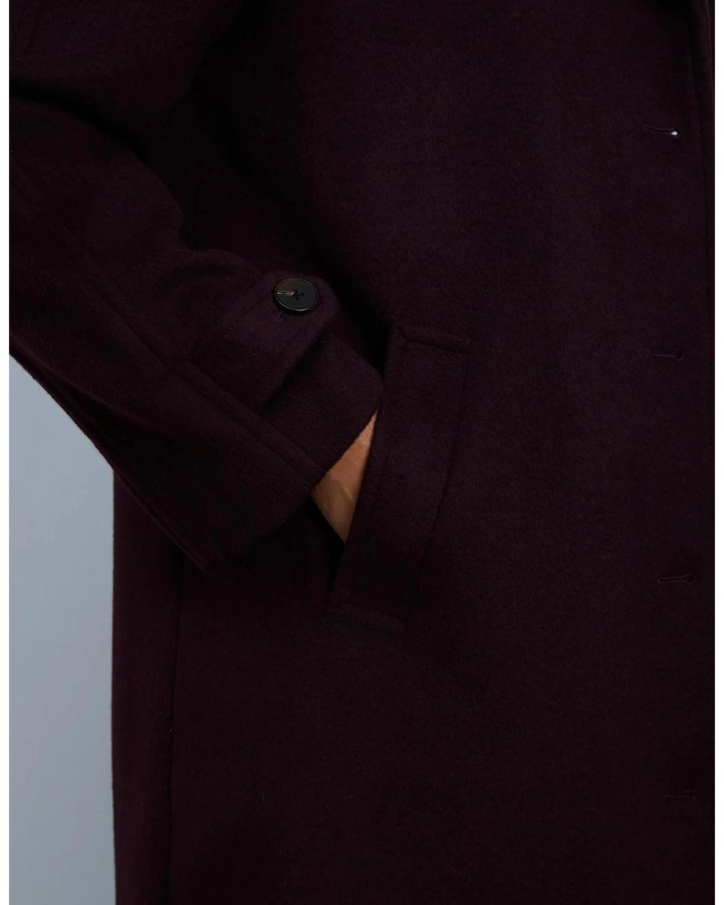 Live Unlimited London Blue Plum Wool Blend Tailored Coat