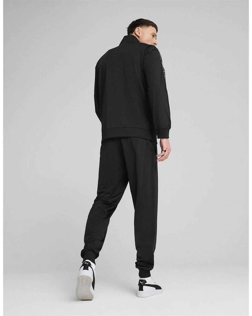 PUMA Black Poly Tape Suit Full Tracksuit for men