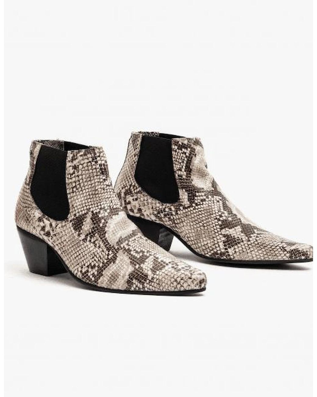 Club Cubano Black Mccartney Leather Winklepicker Cuban Heel Boots Python for men