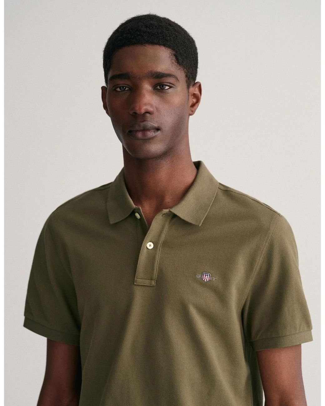 Gant Green Regular Fit Short Sleeve Shield Logo Pique Polo for men