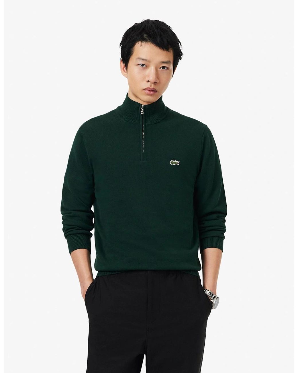 Lacoste Green Half Zip Logo Sweatshirt for men
