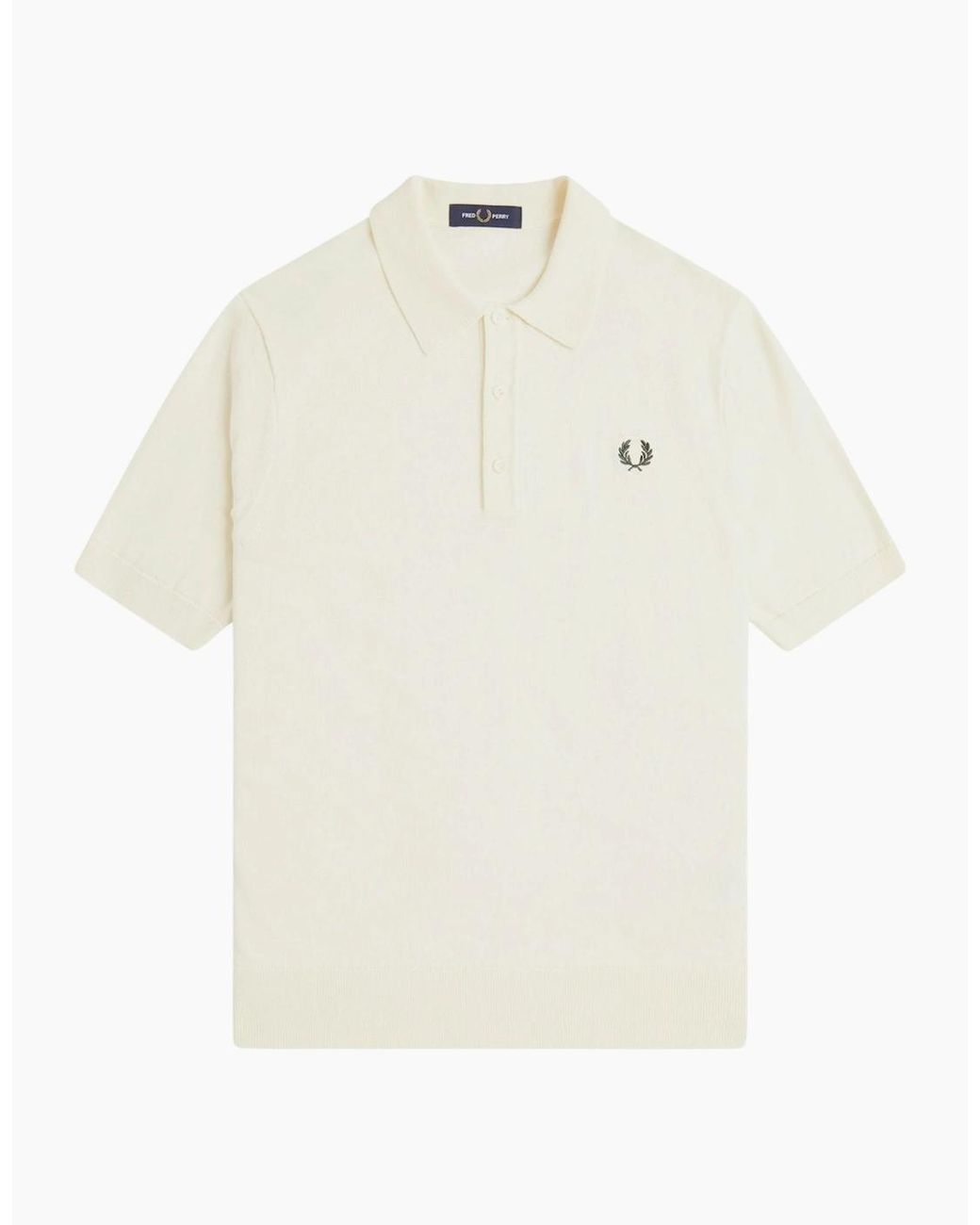 Fred Perry White Cotton Knitted Polo Shirt for men