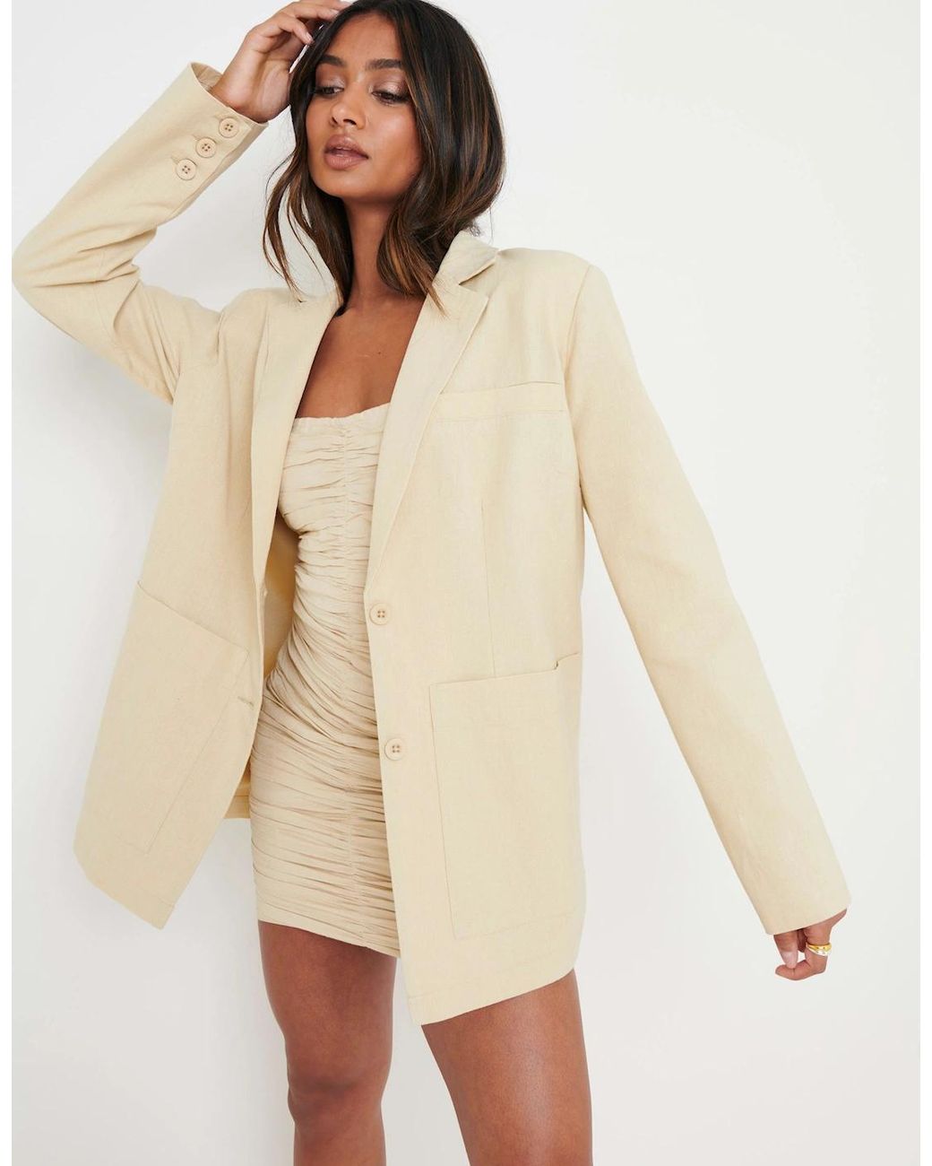 Pretty Lavish Natural Dylan Dad Linen Blazer