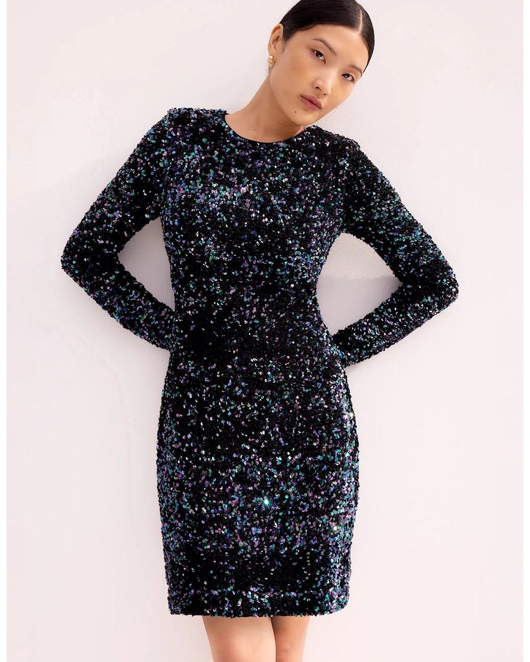 Ro&zo Blue Evie Sequinned Long-Sleeved Mini Dress